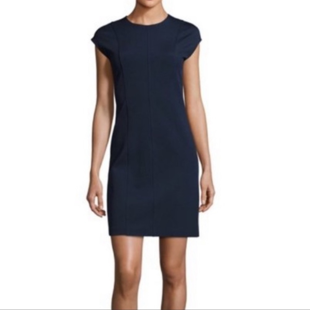 Theory Oxford Knit Sheath Dress Navy Blue Sz 4